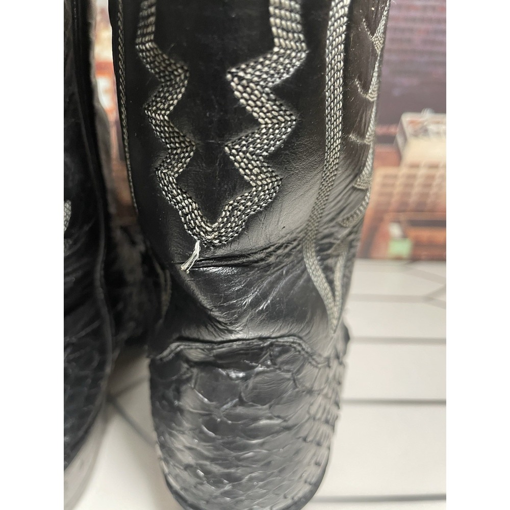 Vintage Justin Black Snake Skin Cowboy Western Boots Mens Sz 7.5 D/6046 USA Made - Picture 7 of 13